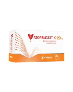 Аторвистат К 20 мг х30 таблетки Sopharma