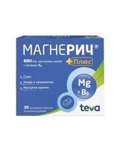 Магнерич Плюс 650 мг х30 таблетки Teva