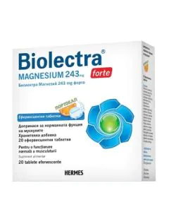 Biolectra Магнезий форте с портокал 243 мг x20 ефервесцентни таблетки Hermes