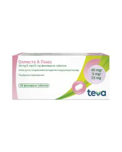 Олместа А Плюс 40 мг/5 мг/25 мг х28 таблетки Teva