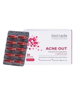 Acne Out Хранителна добавка с бирена мая х30 капсули Biotrade