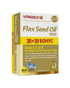 Ленено масло за сърце холестерол и стави x60 капсули Vitagold