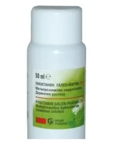Пиоктанин разтвор 2% при мокрещи кожни лезии x50 мл Galen Pharma