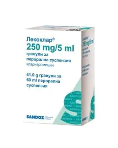 Лекоклар гранули за перорална суспензия 250 мг/5 мл х60 мл Sandoz