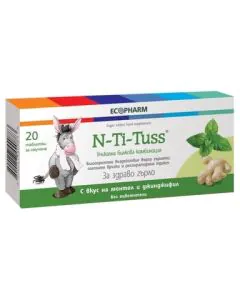 N-Ti-Tuss при възпалено гърло с вкус на ментол и джинджифил х20 таблетки за смучене