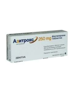 Азитрокс 250 мг х6 таблетки Zentiva