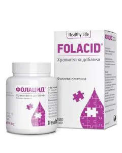 Folacid Фолиева киселина 0.4 мг х100 таблетки Healthy life