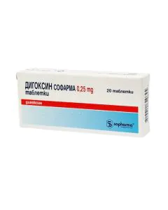 Дигоксин 0.25 мг х20 таблетки Sopharma