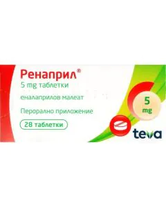 Ренаприл 5 мг х28 таблетки Teva